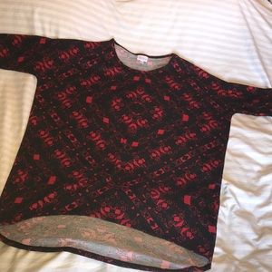 Lularoe Red & Black Patterned Irma Tunic Top